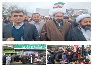 حضور مسئول حوزه نمايندگي ولي فقيه سازمان در راهپيمايي 22 بهمن گتاب؛ پيوند «جهاد» و «انقلاب» در چهلوهفتمين بهار آزادي