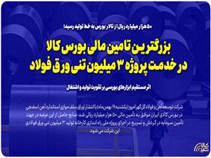 بزرگترين تامين مالي بورس کالا در خدمت پروژه 3 ميليون تني ورق فولاد